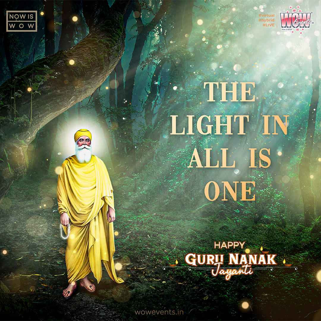 WOWEvents's tweet photo. Greetings to everyone on the auspicious occasion of #GuruNanakJayanti. May this holy occasion enlighten your heart and mind with knowledge and sanctity. 
---
#GuruNanak #Gurupurab #GuruNanakDevji #WOWEvents #NOWISWOW #EventProfs https://t.co/47xmjgciaC