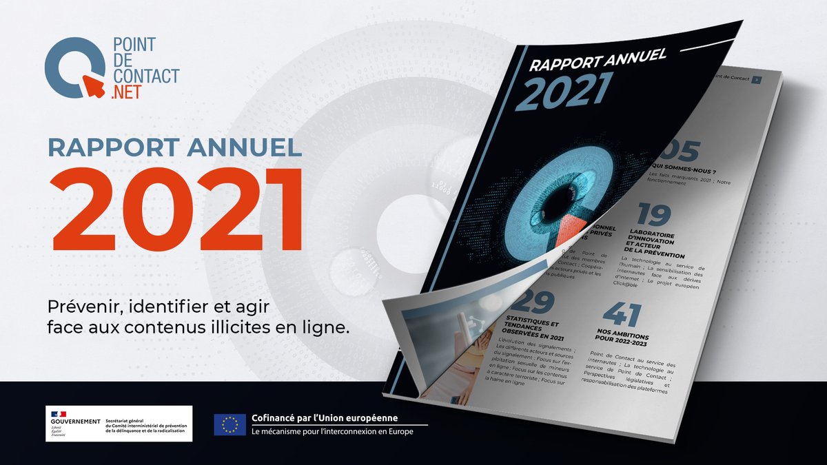 PointdeContact's tweet photo. Notre Rapport annuel 2021 est disponible ! ⤵️
📈 Tendances constatées en matière de #cybercriminalité
🤺 Actions de @PointdeContact
💡 Articles portant sur des #technologies développées par #Google et #AlephNetworks
C’est par ici 👉 https://t.co/Md8mpQlhAe https://t.co/bijUxYzMNe