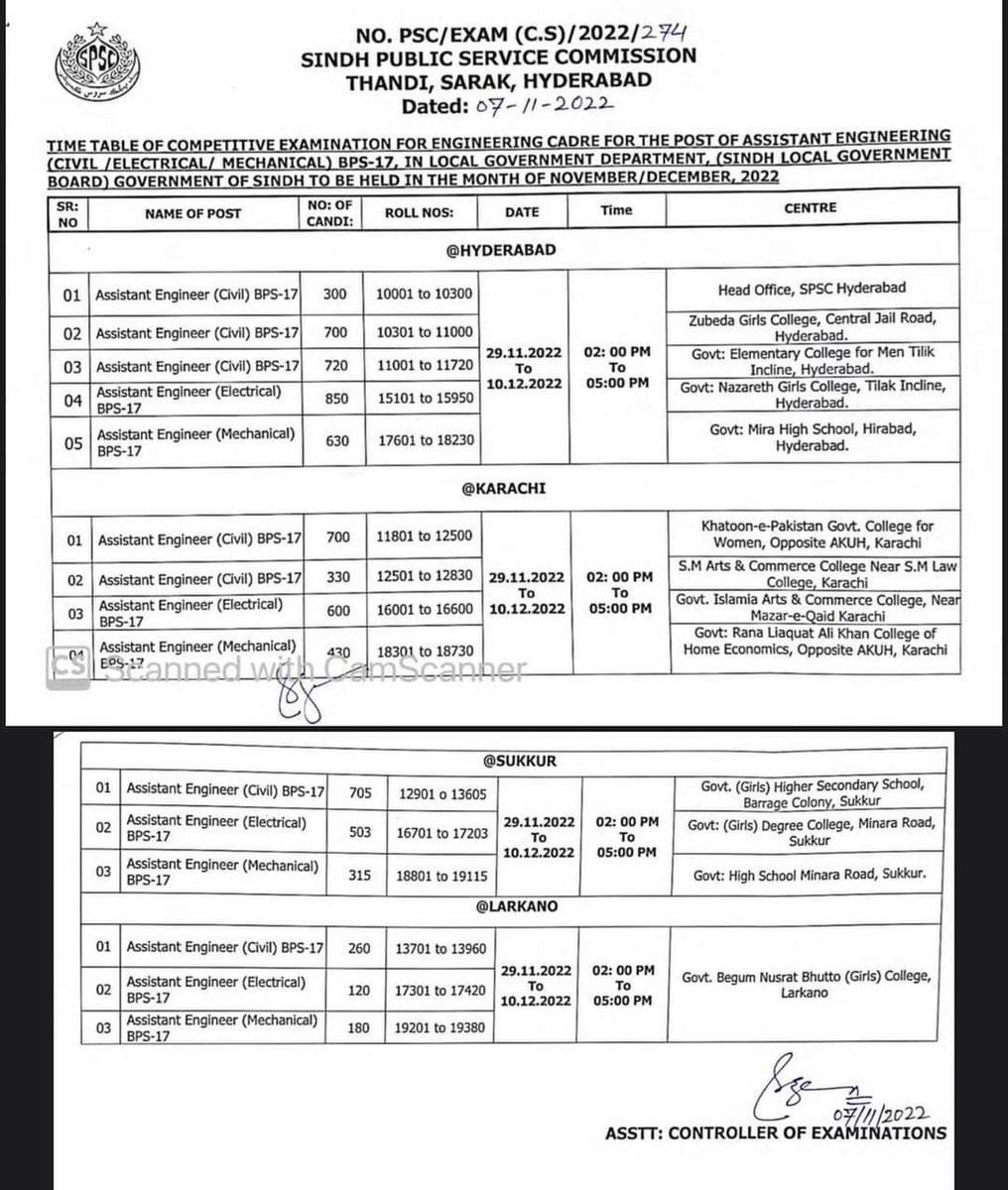 voiceofsindh22's tweet photo. So finally SPSC has started to conduct written exams after long time, here is the first schedule for Assistant Engineer BPS-17 (Civil, Electrical, Mechanical) in Local Government Department.
Good luck Aspirants 🌹
#spscupdate #localgovt #jobsexams #govtjobs https://t.co/a5vbGTXsR6