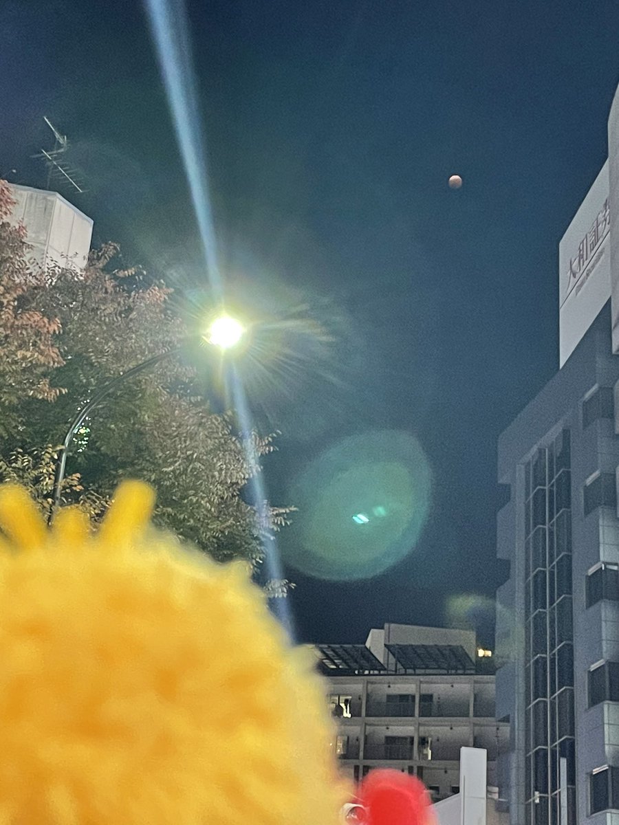 #皆既月食 みんな見れた？🌘

お月さまが赤くてビックリした❗️
天王星食も同時に起こるのは442年ぶりで、次は322年後なんだって😳

322年後、ボクは何してるかなあ〜🎶

#皆既月食と天王星食