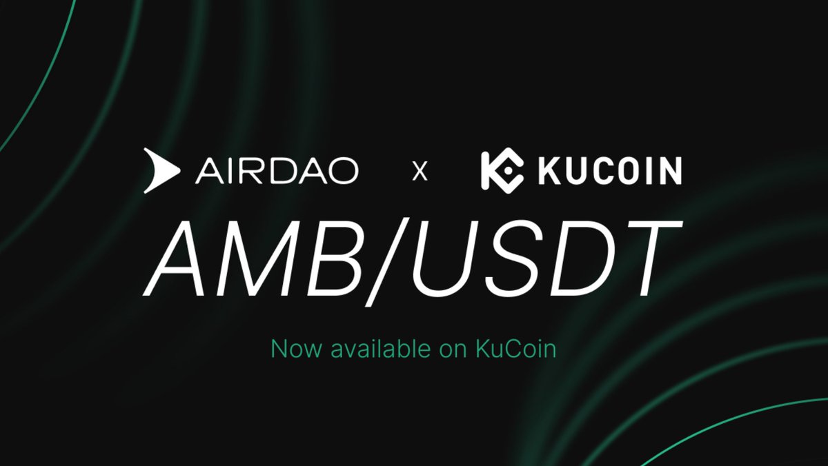 Kucoin is listing $AMB with a $USDT pair!

Trading opens for the AMB/USDT pair at 10:00 (UTC) on November 9th, 2022.

As part of the events surrounding the listing, #Kucoin will run a #competition with $30,000 in $AMB rewards and more!

Read here: blog.airdao.io/kucoin-lists-a…