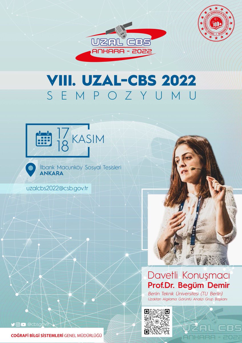 CBS Genel Müdürlüğü olarak düzenlediğimiz VIII. UZAL-CBS Sempozyumunda Prof. Dr. Begüm Demir davetli konuşmacı olarak yer alacaktır.

📅 17-18 Kasım
📍İlbank Sosyal Tesisleri Macunköy

<a href="/uzalcbs/">UZAL-CBS</a> <a href="/TUBerlin/">TU Berlin</a> <a href="/cbsgovtr/">Coğrafi Bilgi Sistemleri G.M.</a>