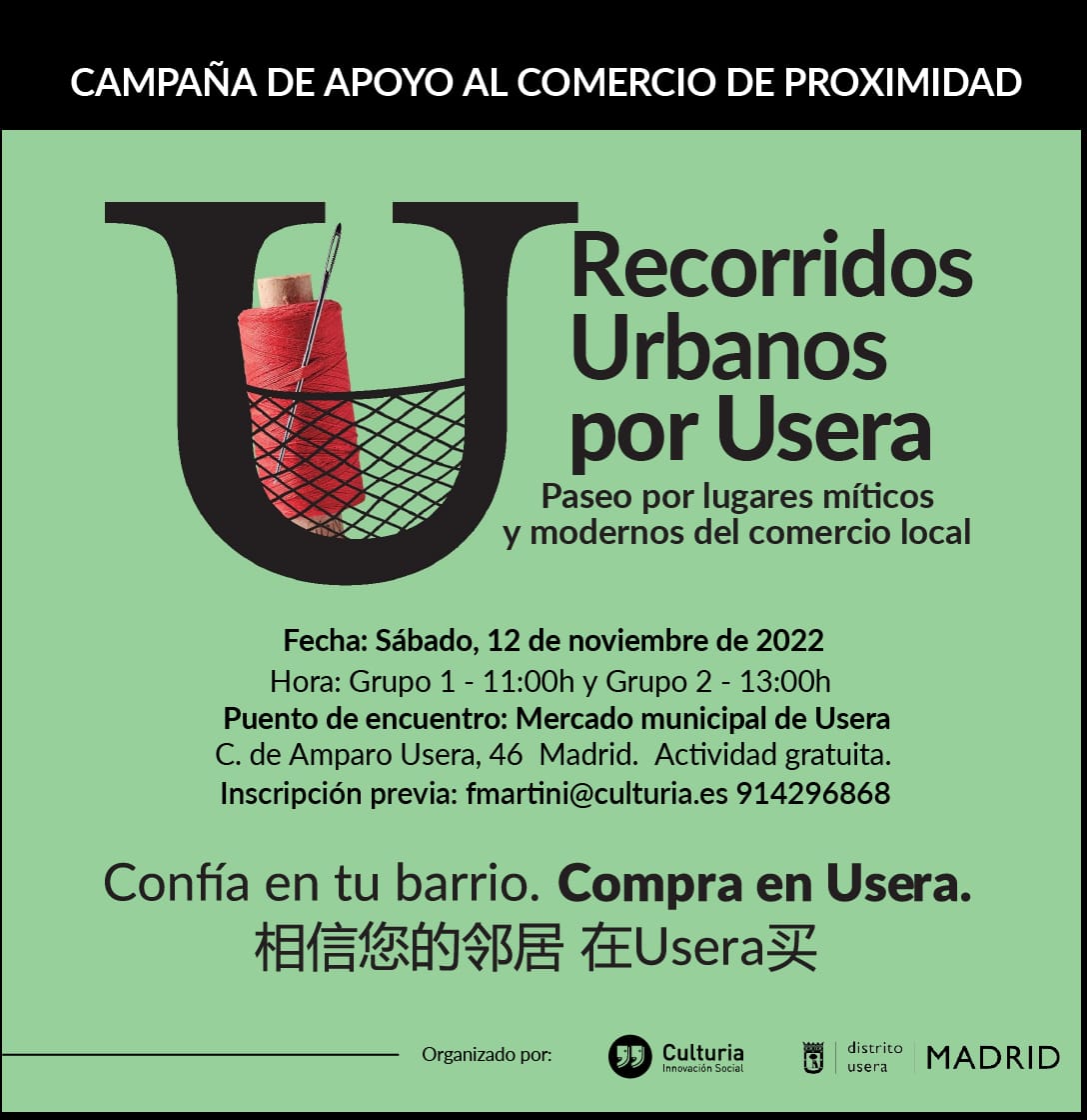 jmd_usera's tweet photo. 🟢Acompáñanos a conocer la historia de los primeros comercios🛍 de #usera, una oportunidad para compartir experiencias juntos a través de un recorrido urbano.#useraproxima #campanacomerciousera
📍Mercado Municipal de #usera.
🗓 12 de noviembre.
🕛 Salidas a las 11:00h y 13:00h. https://t.co/kUhOnykDux