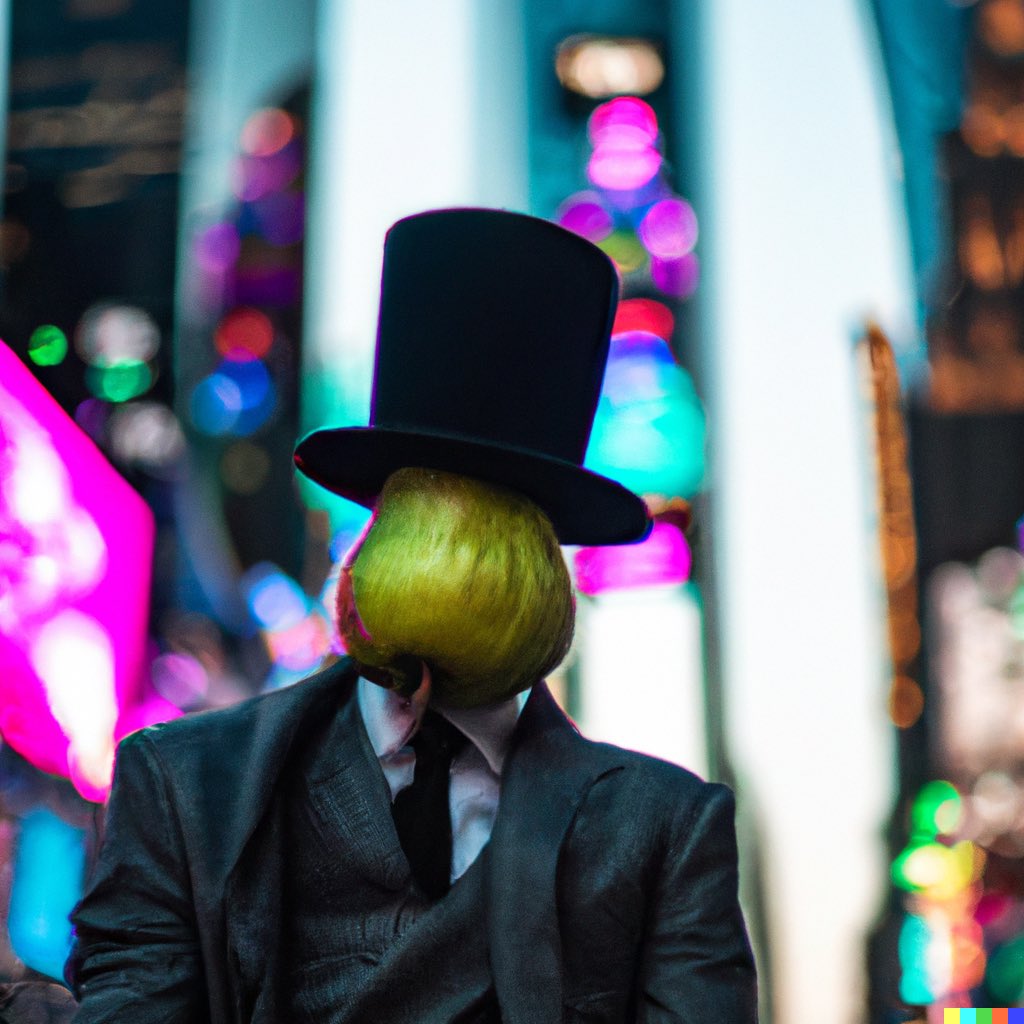 The___Somebodys's tweet photo. Played around with DALL-E and came up with a classy cyberpunk pear….not mad https://t.co/9FQm57F2lO