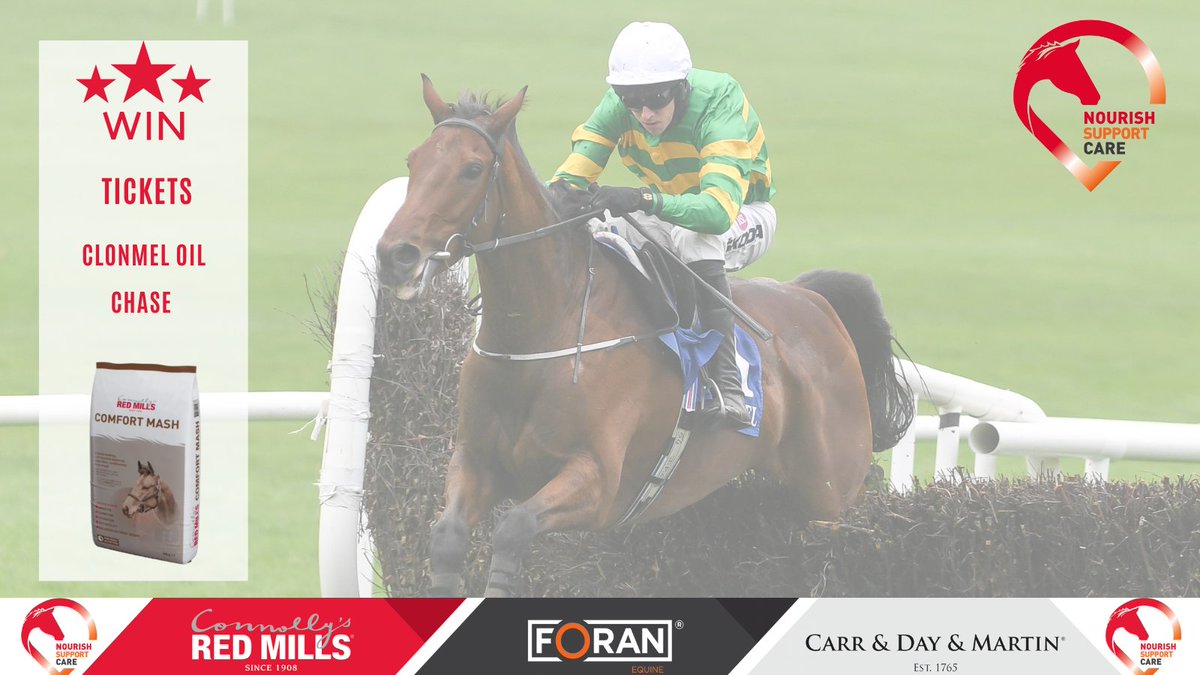 Win a bag of #REDMILLS Comfort Mash &amp; tickets to Clonmel Oil Chase Raceday featuring RED MILLS <a href="/IrishEBF_/">Irish Stallion Farms</a> Auction Series Hurdle 🥳
❤️ Like &amp; Retweet to enter 

#feedyourdesiretowin