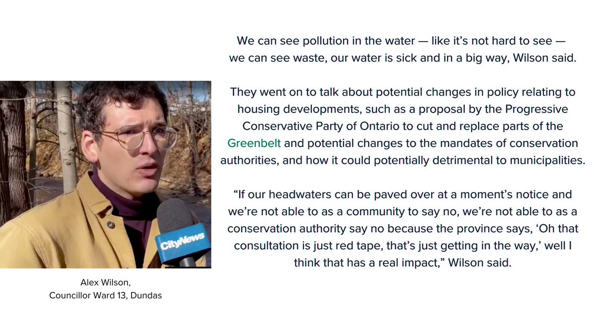 Gasp4Change's tweet image. The OTHER BIG PROVINCIAL STORY:
Conservation Authorities roles gutted. We can't have our headwaters PAVED over.
Thank you 25 year old Councillor Elect @alexwilson96  in #HamOnt  #STOPBill23 
toronto.citynews.ca/2022/11/07/ont…