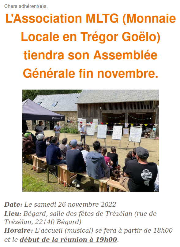 EricLEFLOCH's tweet photo. AG inscrite sur mon agenda ! 😉
#begard #MLTG https://t.co/eLBKPTBHDb