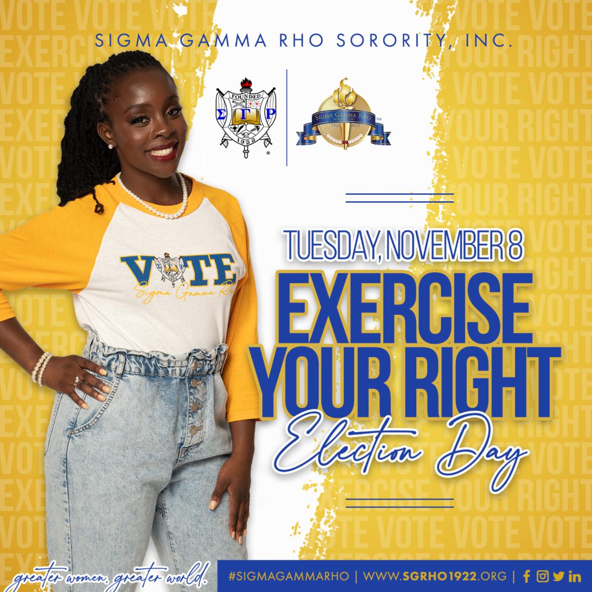 SGRho's tweet photo. Happy Election Day! Make sure you exercise your right to vote and encourage others to do the same.

#SGRhoVotes #ElectionDay #Vote https://t.co/RsYkT9zoJq
