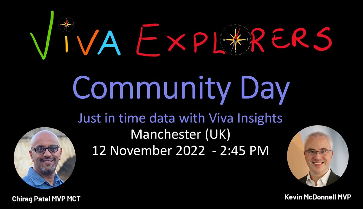 Chirag Patel MVP MCT (@techchirag) on Twitter photo Join <a href="/kevmcdonk/">Kevin McDonnell #ScottishSummit</a> & @techchirag in-person on Saturday (12 Nov) at #VivaExplorers #CommunityDays UK session "Just in time data with #VivaInsights" & other cool sessions✅🙌
communitydays.org/event/2022-11-…
#microsoftteams #microsoft365 #msftviva #employeeexperience #m365uk
#communityrocks Join <a href="/kevmcdonk/">Kevin McDonnell #ScottishSummit</a> & @techchirag in-person on Saturday (12 Nov) at #VivaExplorers #CommunityDays UK session "Just in time data with #VivaInsights" & other cool sessions✅🙌
communitydays.org/event/2022-11-…
#microsoftteams #microsoft365 #msftviva #employeeexperience #m365uk
#communityrocks
