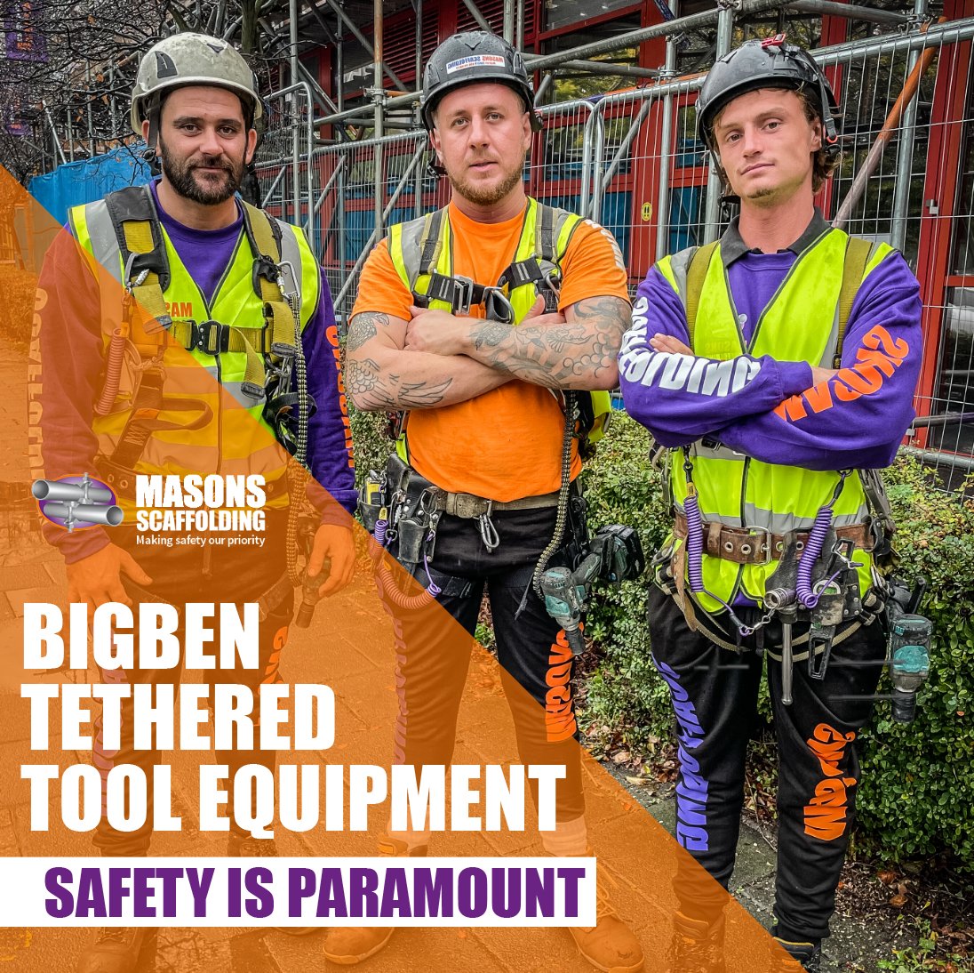 MasonsScaffold's tweet photo. It is good to see our staff putting their BIGBEN tethered tool equipment to use on-site. 👏🏼 We believe it is vital to invest in our workforce and give them extra safety measures when working at height.

#BIGBEN #tetheredtools #workingatheight #leachs https://t.co/TmvB3Ulqbw
