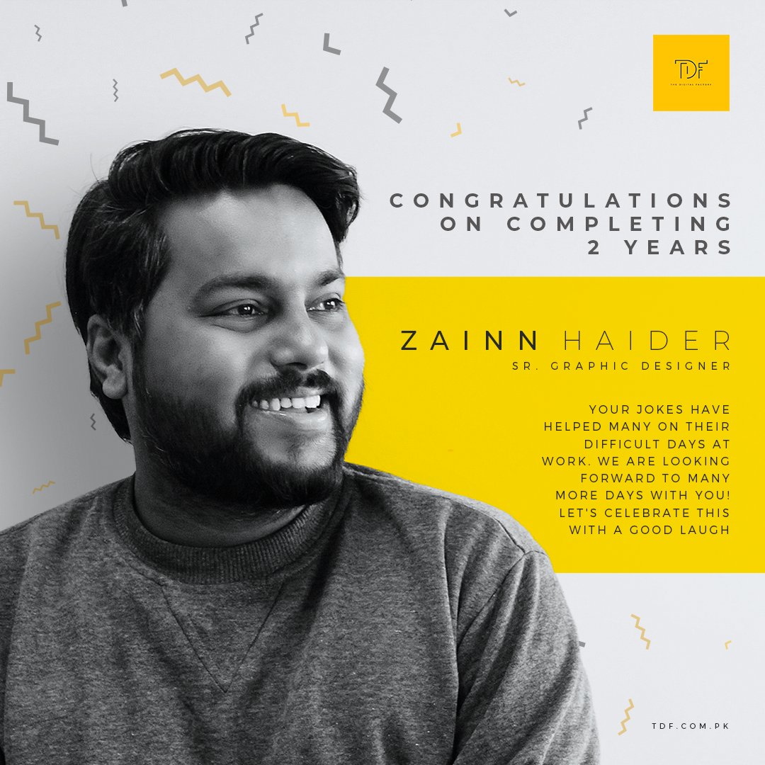 TDFcomPK's tweet photo. Today marks the 2-year anniversary of our champ Zain Haider! From "thanday jokes" to a cool head under pressure, you are the epitome of a chill person. Stay the same, congratulations! 😃

#TDF #workanniversay #Congratulations https://t.co/uhGIZMPxZx