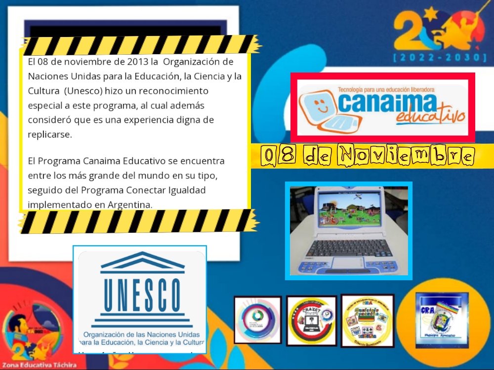 ayacuchocra's tweet photo. #8deNov del año 2013 la UNESCO hizo un reconocimiento especial al proyecto Canaima Educativo, calificando este programa como una "experiencia que debe multiplicarse" @NicolasMaduro, @_LaAvanzadora,@MPPEDUCACION,@Berzabethg1, @ZonaEducTachira, @Crazet2011,@Redintergranfe1 https://t.co/tbQ0N1CQ2C