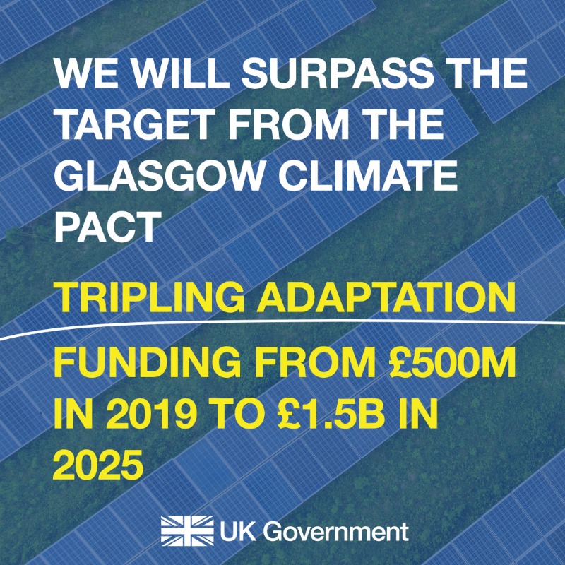 FCDOGovUK's tweet photo. We will provide £200 million to the @AfDB_Group to help vulnerable countries adapt to climate change.

This forms part of the government's commitment to surpass &amp; triple the Glasgow Climate Pact adaptation funding targets from £500 million in 2019 to £1.5 billion in 2025.
