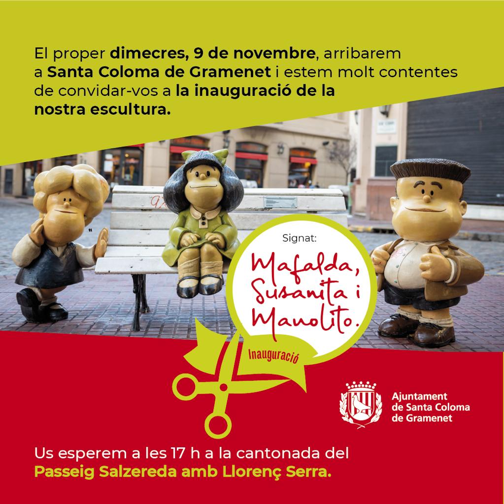 scgramenet's tweet photo. #santacoloma inaugura aquest dimecres una escultura dedicada a #Mafalda https://t.co/LOxPl4OJpH