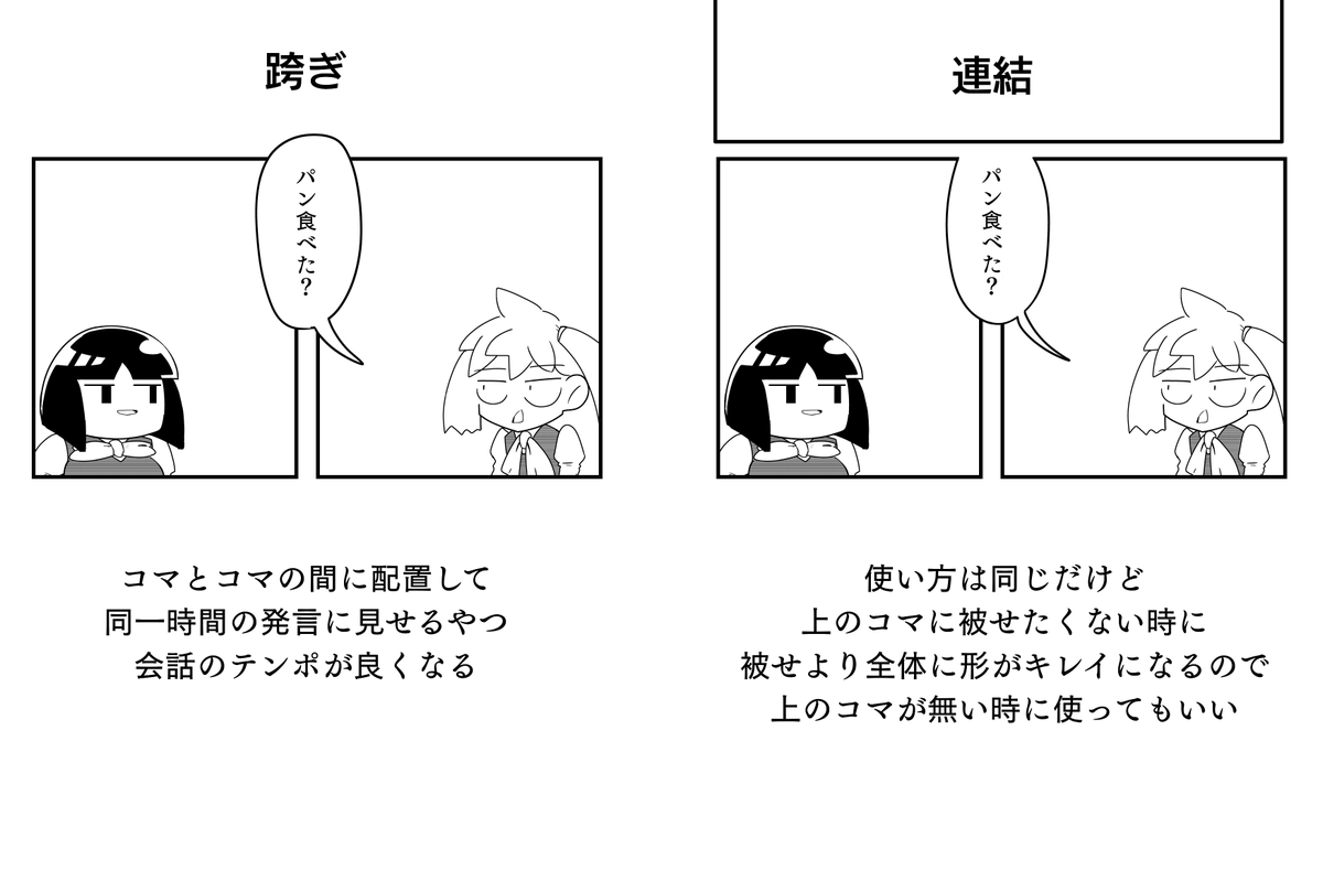 個人的な漫画に使ってて思った
吹き出しとコマとの関係性メモ
位置や空白を少し足すだけで台詞の読みやすさと
目につきやすさがダンチになるから楽しいね
台詞サイズは全て同じです

(1/2) 