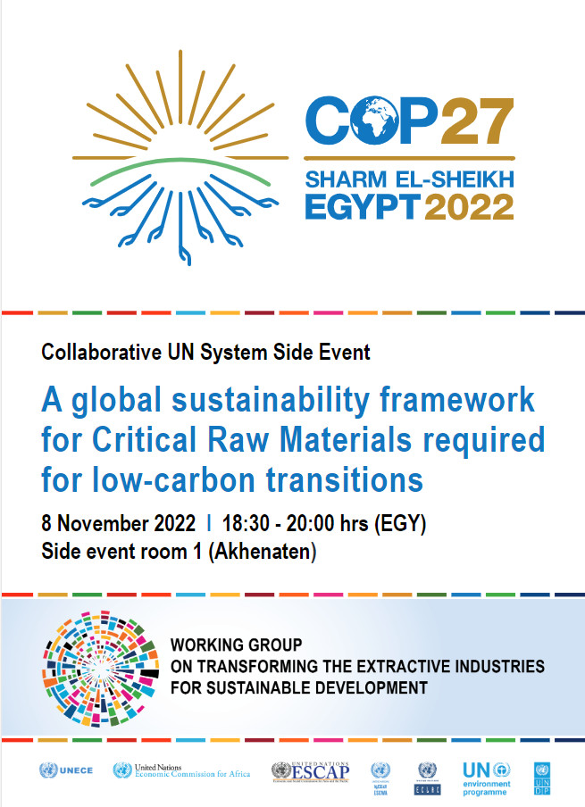 Massive quantities of #CriticalRawMaterials (CRMs) are important to deploy #lowcarbon technologies

The #COP27 side-event by <a href="/UNECE/">UNECE</a> will help to identify collaboration for #sustainable production &amp; use of large quantities of CRMs

Event available here👉ow.ly/67so50LxlON