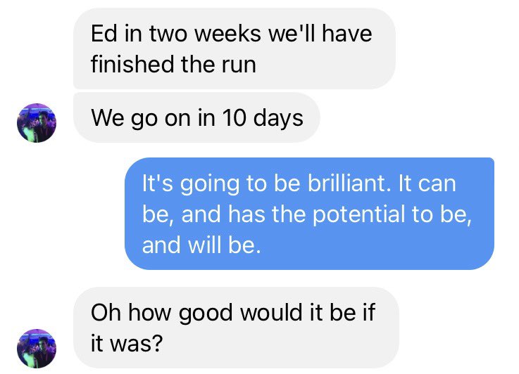 So proud of Sam. Neither of us would be anywhere without this play; for it to have this kind of life and reach is a mad and amazing thing. Almost eight years ago…