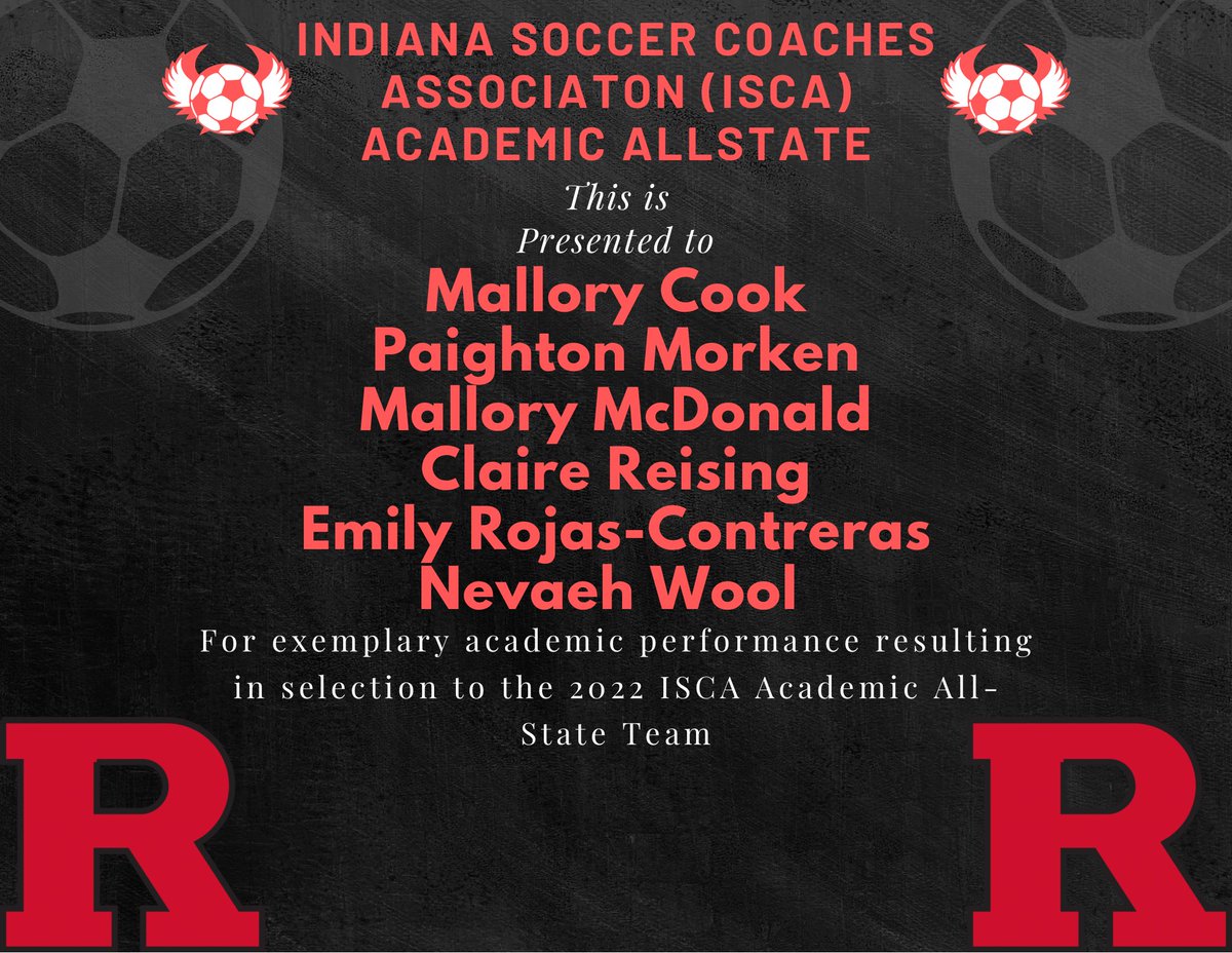 Congratulations to Mallory Cook, Paighton Morken, Mallory McDonald, Claire Reising, Emily Rojas-Contreras, and Nevaeh Wool for being selected to the 2022 ISCA Academic All-State Team. We are so proud of all your hard work and diligence in the classroom!