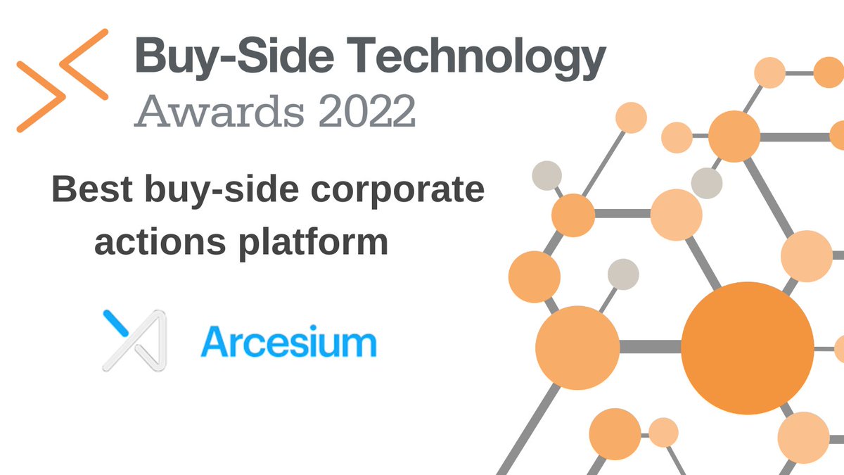 WatersTech's tweet photo. Congratulations to @arcesium for winning Best buy-side corporate actions platform. View the full list of winners here:https://t.co/pNnMiODZZn #BSTAwards2022 #WatersTech https://t.co/WNu3XAd5oI