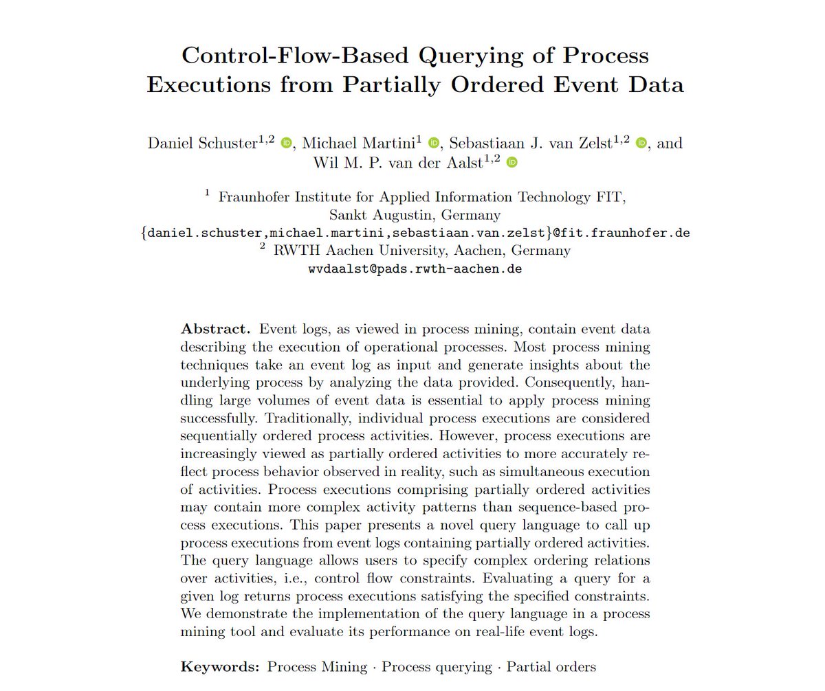 cortado_tool's tweet image. Our paper &quot;Control-Flow-Based Querying of Process Executions from Partially Ordered Event Data&quot; got accepted at @icsoc2022. We propose a novel query language for trace variants that is implemented in the latest version of Cortado, freely available at cortado.fit.fraunhofer.de/#download