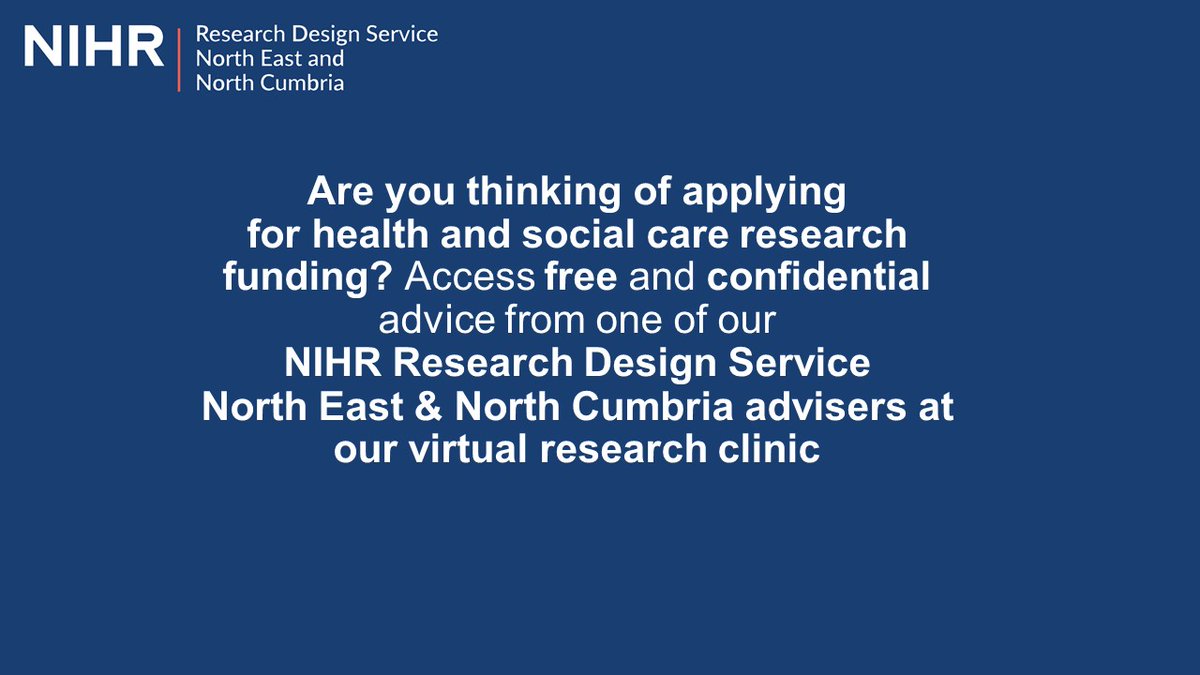 Appointments 16 November: 10:00-16:00 book at rds-nenc.nihr.ac.uk @UoCResearch @steesresearch @hsciResearch @UoSResearch @ResearchCNTW @NCICResearch @QEHResearch @NuTHResearch @NTHFTResearch @TEWVresearch @NEAS_Research @NewcastleCC @NCL_medresearch
