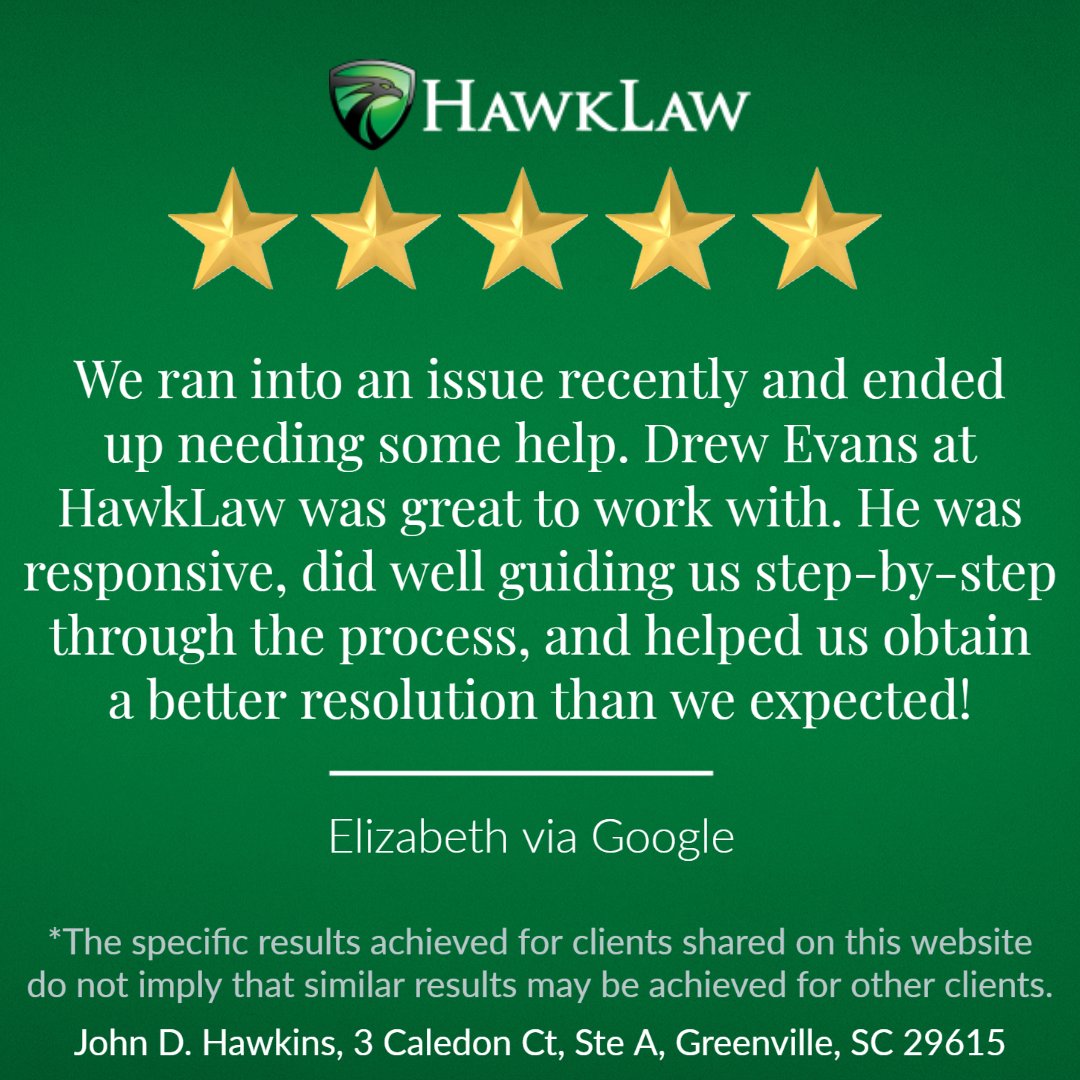 gohawklaw's tweet photo. Thank you for the kind review, Elizabeth! 

Read more testimonials here: https://t.co/xcR3tPNO8f  

#fivestarreview #satisfiedclient #hawklaw #injurylawyers https://t.co/cTkkBXFtSK