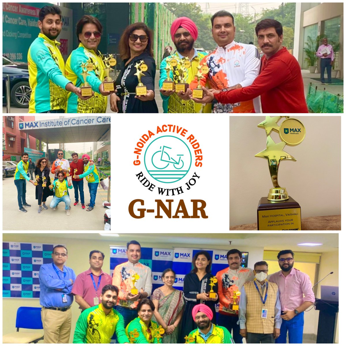 GnarRiders's tweet photo. We had a Special ride on 24th Sep’22'DIL KI BAAT CYCLOTHON' MAX Hospital Vaishali has recognised &amp; Appreciated us as  the most Active cycling group in NCR.G-NAR with Trophy🏆for participation and support @gupta_pratik_21 @active_prakash  @MaxHealthcare @DeepakDk13 @RKMINDIAN07 https://t.co/TOzBSQ4FrJ