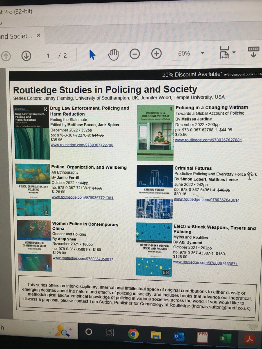 Here's a snapshot of new and forthcoming books in our #Policing and Society series, edited by @JennyFleming9 and Jennifer Wood. Going to ASC? I'd be happy to talk to you about new projects for this growing series. #criminology #police #lawenforcement routledge.com/Routledge-Stud…