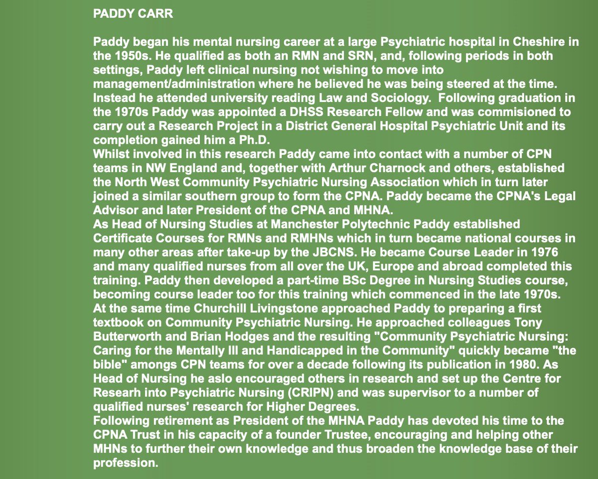 Unite_MHNA's tweet photo. We @Unite_MHNA and #MHNjournal are sad to hear today of the death in October of past president and CPNA(1994) Trustee Professor Paddy Carr. We'll be featuring an obituary in the next edition of the journal, and if you'd like to contribute, please get in touch via DM. https://t.co/UBtHr9tezg