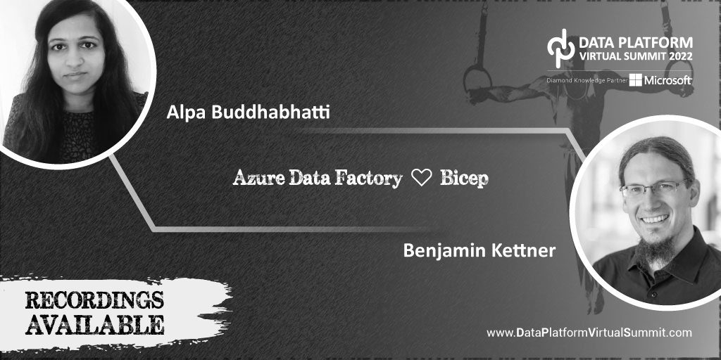 DataAISummit's tweet photo. #DataPlatformSummit 2022 Recorded Session: Azure Data Factory ♡ Bicep by @AlpaB7 and @DataMonsterBen

Watch on-demand: https://t.co/8gSBpOSAMk

Free access to #DPS10 content library: https://t.co/NHRUSasy4w

RT to spread the word.

#Azure #Analytics #AzureSQL #SQLServer https://t.co/MHpXpzQeOb