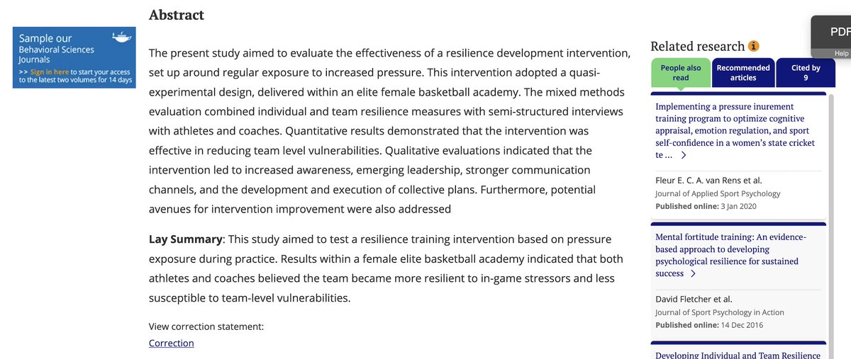 ¿Es útil entrenar con presión para mejorar la resiliencia? Combinado con: (1) un taller previo con las jugadoras y (2) momentos formales de reflexión después de cada entrenamiento, parece que sí. Interesante trabajo sobre un tema "delicado" y con notable aplicación práctica.