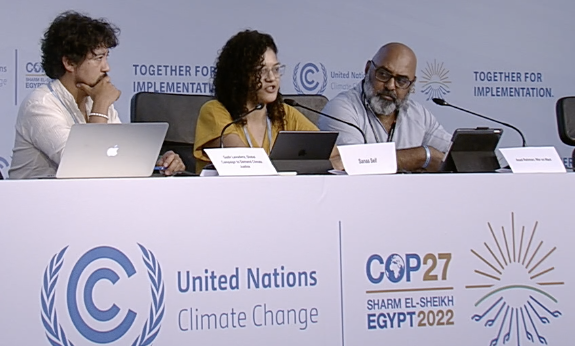 the world is watching the Egyptian authorities, but also the UK and other Western government complicit in the crime against #FreeAlaa. 
His sister <a href="/sana2/">Sana2</a> speaking now @ #COP27