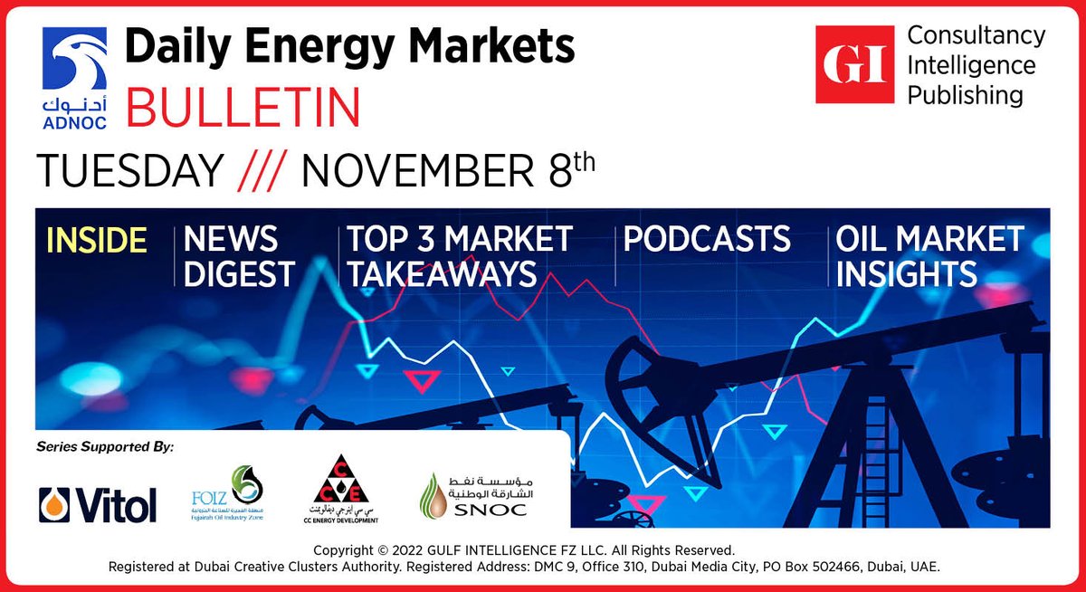 𝗗𝗔𝗜𝗟𝗬 𝗕𝗨𝗟𝗟𝗘𝗧𝗜𝗡: Daily Energy Markets - November 8
𝗖𝗟𝗜𝗖𝗞 𝗛𝗘𝗥𝗘 bit.ly/3hoH9jE

#OOTT #OPEC <a href="/Ole_S_Hansen/">Ole S Hansen</a> <a href="/saxobank/">Saxo</a> <a href="/EuronavNV/">Euronav</a> <a href="/ClydeCommods/">Clyde Russell</a> <a href="/CCED_Oman/">CCED_Oman</a> <a href="/vitolnews/">Vitol</a> <a href="/ADNOCGroup/">ADNOC Group</a> <a href="/FOIZ_UAE/">FOIZ</a> <a href="/Sharjahoil/">Sharjah National Oil Corporation (SNOC)</a>