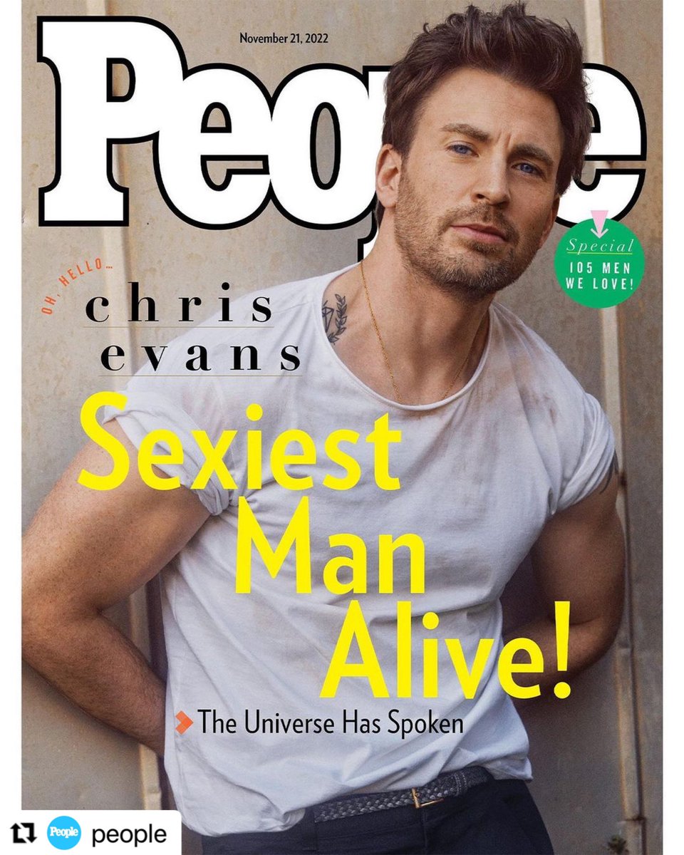 HugoGloss's tweet photo. Chris Evans foi eleito pela revista @people, o “Homem Mais Sexy” de 2022! 😮‍💨 Ele merece! Ele merece! 👏🏾😄 “Minha mãe vai ficar tão feliz. Ela está orgulhosa de tudo o que eu faço, mas isso é algo que ela pode realmente se gabar”, reagiu o muso. (📸 Michael Schwartz / @people) https://t.co/gWTnKURgJ9