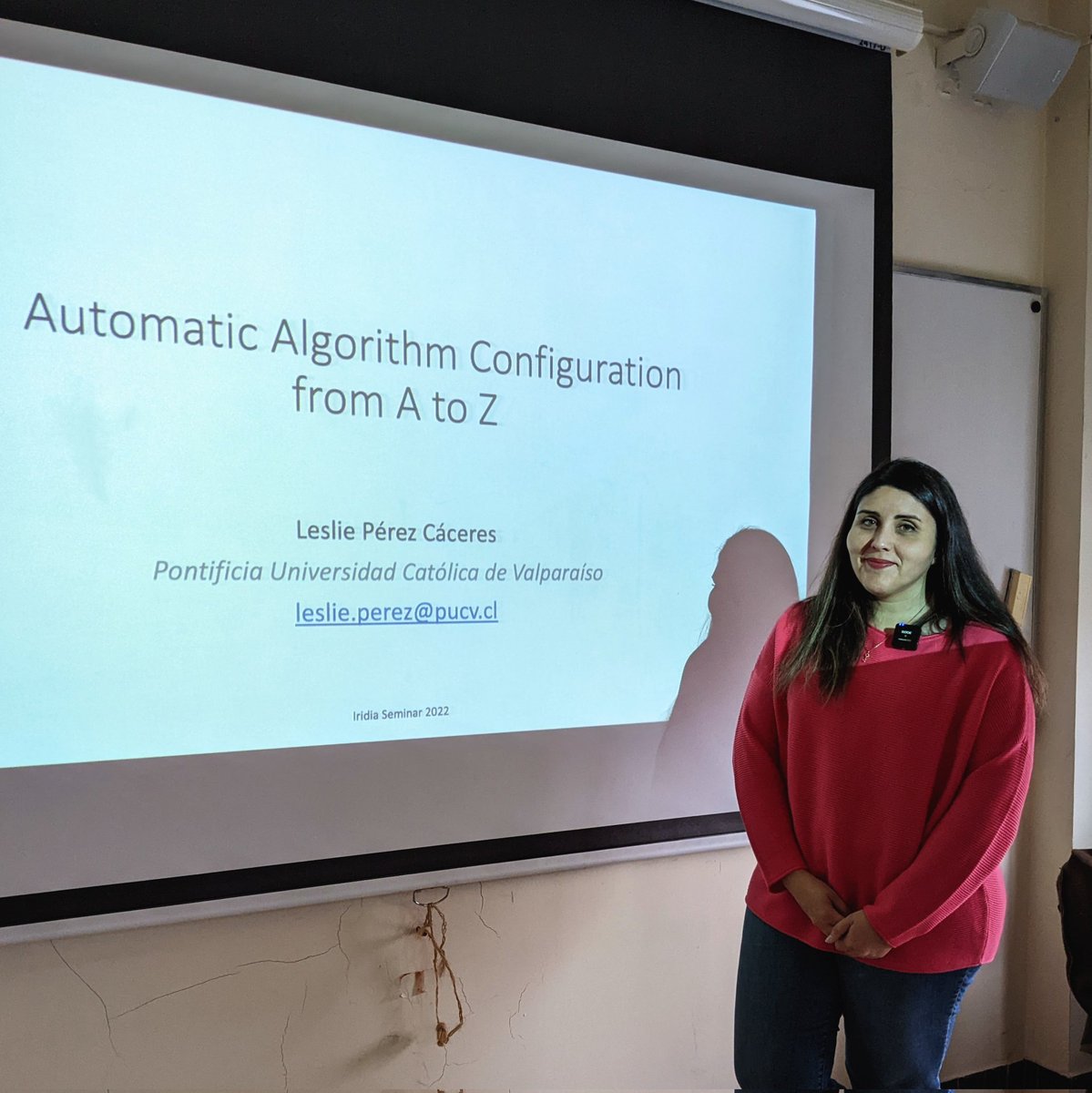 IRIDIA_ULB's tweet photo. In today's IRIDIA seminar: 

"Automatic algorithm configuration from A to Z"

Prof. @LesliePerezCace, former IRIDIAn and now Professor at @pucv_cl, discussed the benefits and challenges of automatic algorithm configuration. Making algorithms better with less  effort! 🧑‍💻 📈 https://t.co/c7JynIO2d5