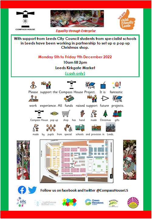 We are really excited to be planning our next Compass House pop up shop. 

We will be open Monday 5th to Friday 9th December, 10am till 2pm at Leeds Kirkgate Market