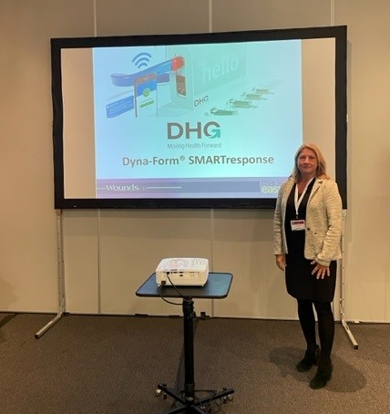 dhg_healthcare's tweet photo. If you missed Alison McGrath presenting the SMARTreponse in yesterday's Purpose T Made Easy session at @Wounds_UK with @JacquiFletcher3, visit stand 31 today for more information #WUK22 #Harrogate2022 #woundsuk2022 https://t.co/3Pia5E17Kx