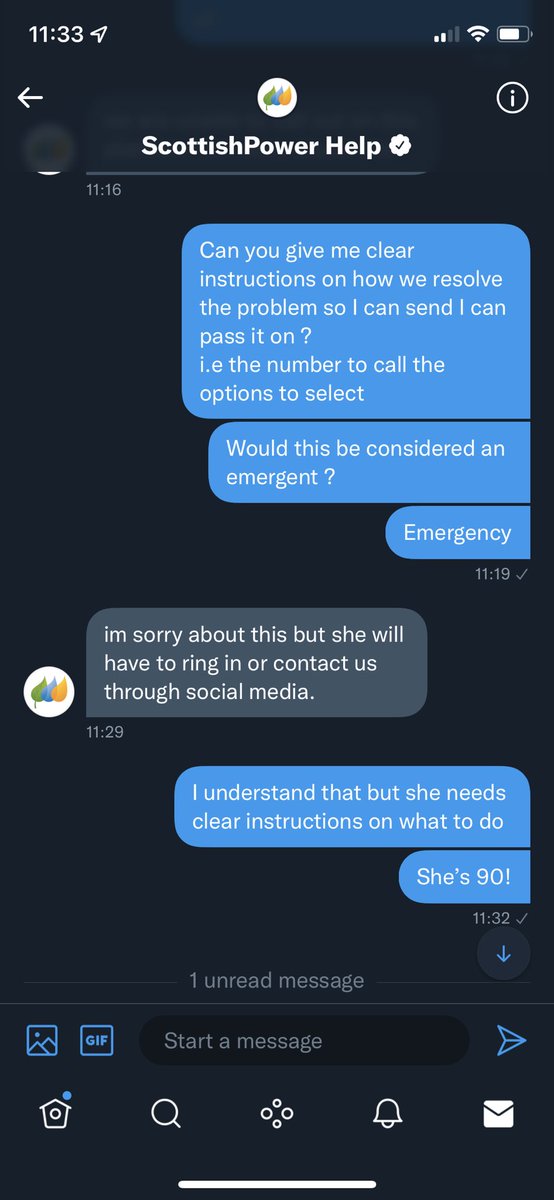 soniarylance's tweet photo. @ScottishPower @SP_EnergyPeople   How is restarting the chat going to help me 90 year old Granny. I’m simply asking for instructions ! https://t.co/ouUL0Z5tn5