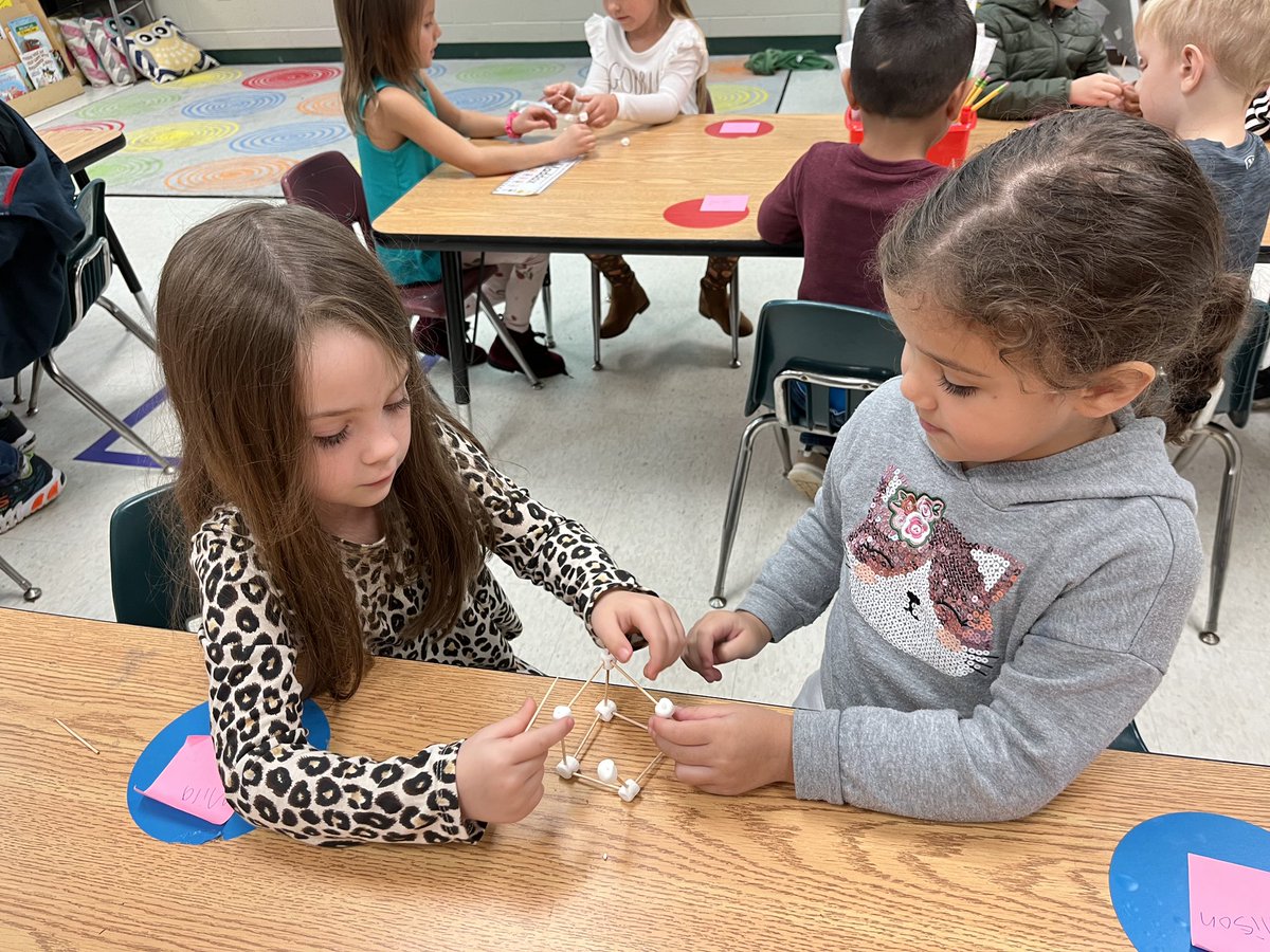 mta_marlins's tweet photo. Mrs. White’s kindergartners are becoming experts in 2D and 3D shapes by sorting flat vs solid, and building models of 3D shapes! #handsonmath #concretepictoralabstract #tinymathematicians https://t.co/05XqIBCIAE