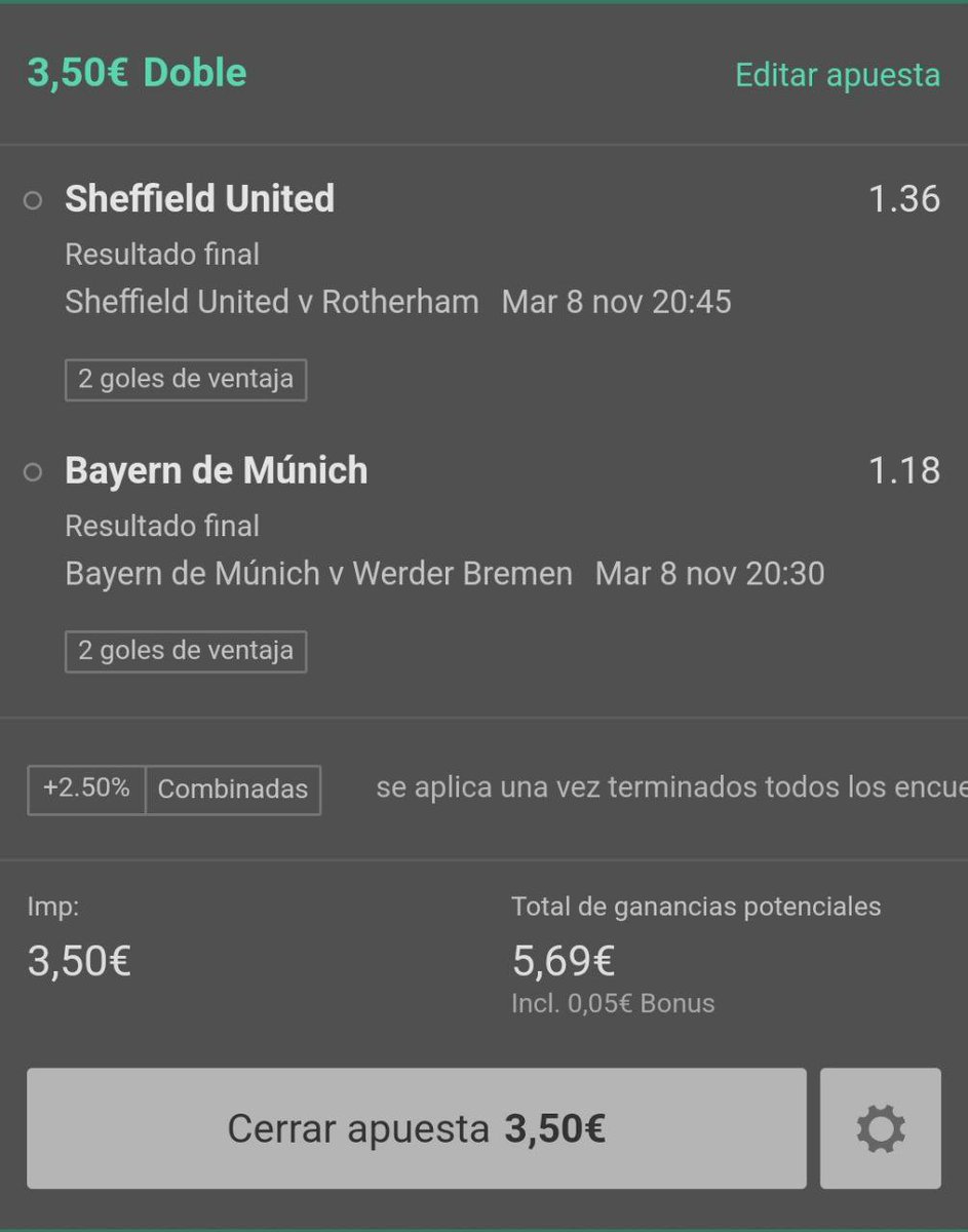 Monkeymantips's tweet photo. Nuestro tercer pronóstico del día. 

Sheffielf United gana
Bayern Múnich gana 
Championship 🏴󠁧󠁢󠁥󠁮󠁧󠁿 
Bundesliga 🇩🇪 

#MonkeyTeam #apuestas #bet #futbol #apostador #tipster #stats #money #aciertos #telegram #canales #estadisticas #apuestasdeportivas #deportes #sports #win https://t.co/rEJuCcaG1f