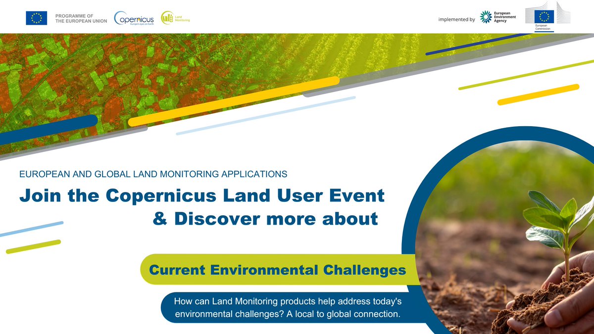 eumetsat's tweet image. Find out more about the @CopernicusLand Monitoring Service at the upcoming #CopernicusLandUserEvent! 
📅 When? 17-18 November, online or in Brussels 🇧🇪
Register here: l.linklyhq.com/l/1Xv9j 
#CLMS