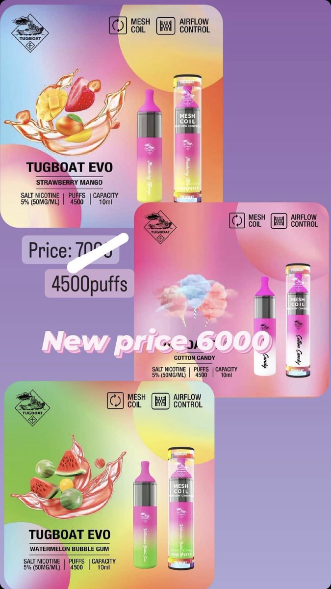 vapebarsudan's tweet photo. Available for today 💨.                                  Delivery 🛵or pick up 📦.                         شارع المشتل مع الصفا داخل المشتل مول لصق سوبر ماركت قوديز 📍0112030872☎️للاستفسار.                         6,000 بدل 7,0000 الحق التخفييييض🎉🎉 https://t.co/HpnMjJ7DbT