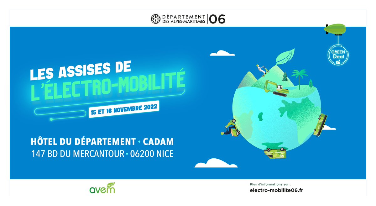 [📌Événement AVEM🔌] Le programme complet des Assises de l'électro-mobilité 2022 est maintenant en ligne ! Découvrez les intervenant(e)s sur plus de 10 tables rondes.
➡️ Rendez-vous les 15 et 16 novembre à Nice !
greendeal06.departement06.fr/electro-mobili…