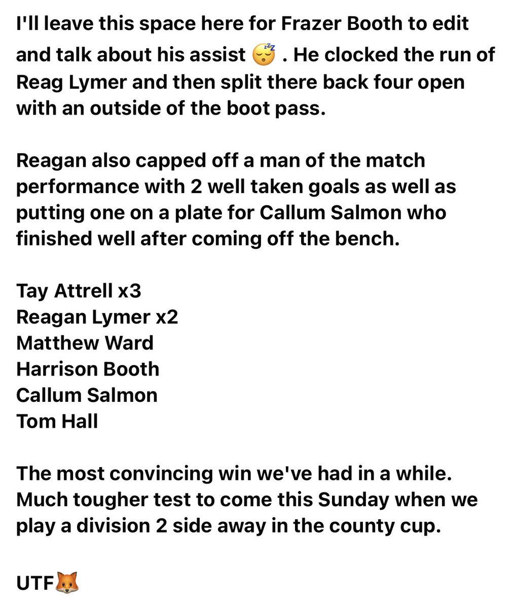 Match report from Sunday 🦊