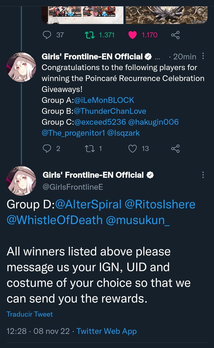 musukun_'s tweet image. me ha vuelto a tocar otro giveaway del gfl sldkowjeodjdod

skin gratis y 4000 gemas por la cara