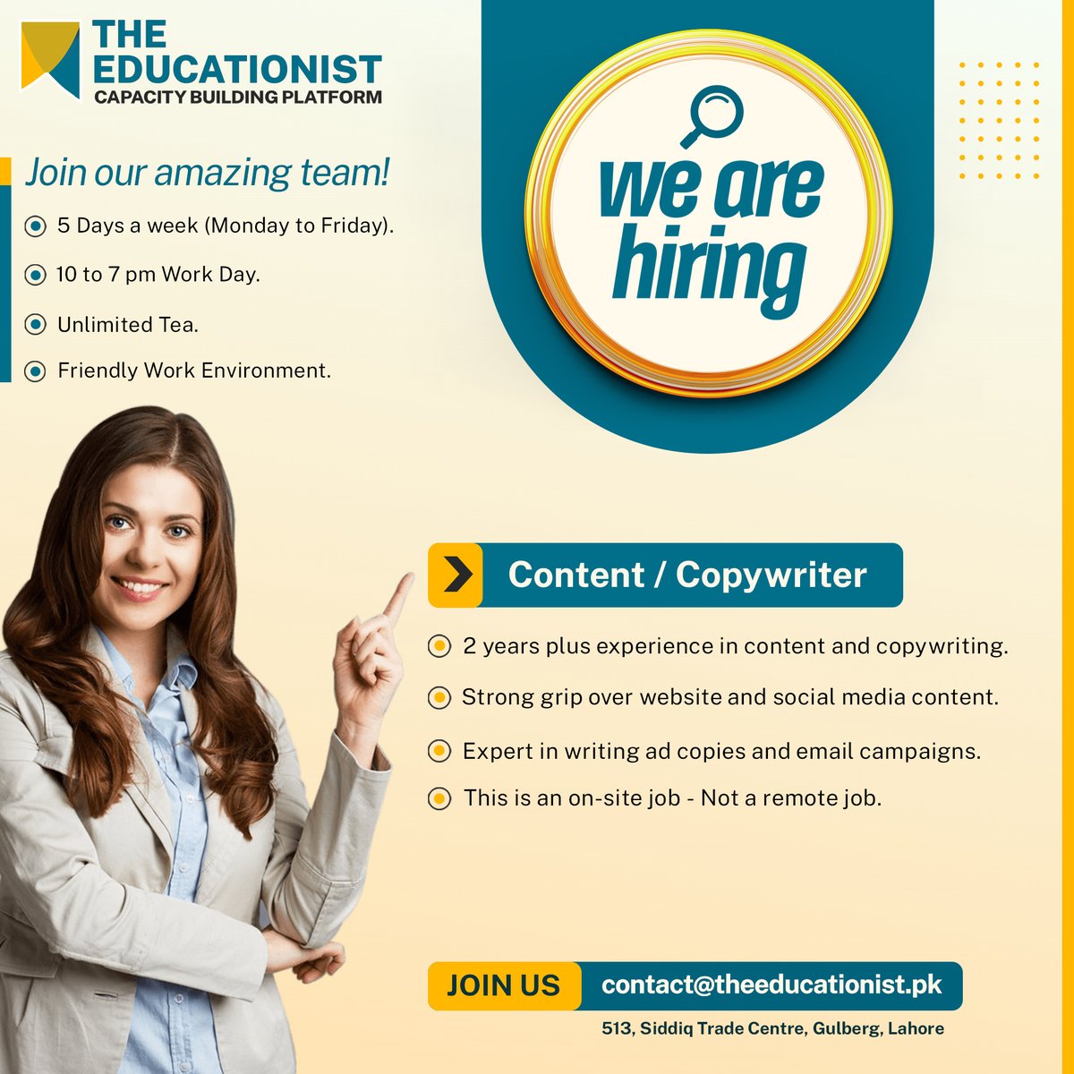 atEducationist's tweet photo. We're hiring an amazing content/copywriter for our team. 
Apply at the given email.
Share with your network &amp; friends.
Check 1st comment for more info. 
#Hiring #Lahore #ContentWriter #CopyWriter #TheEducationist #TheEducationistDotPk #atEducationist #CapacityBuildingPlatform https://t.co/NENjkZej4L
