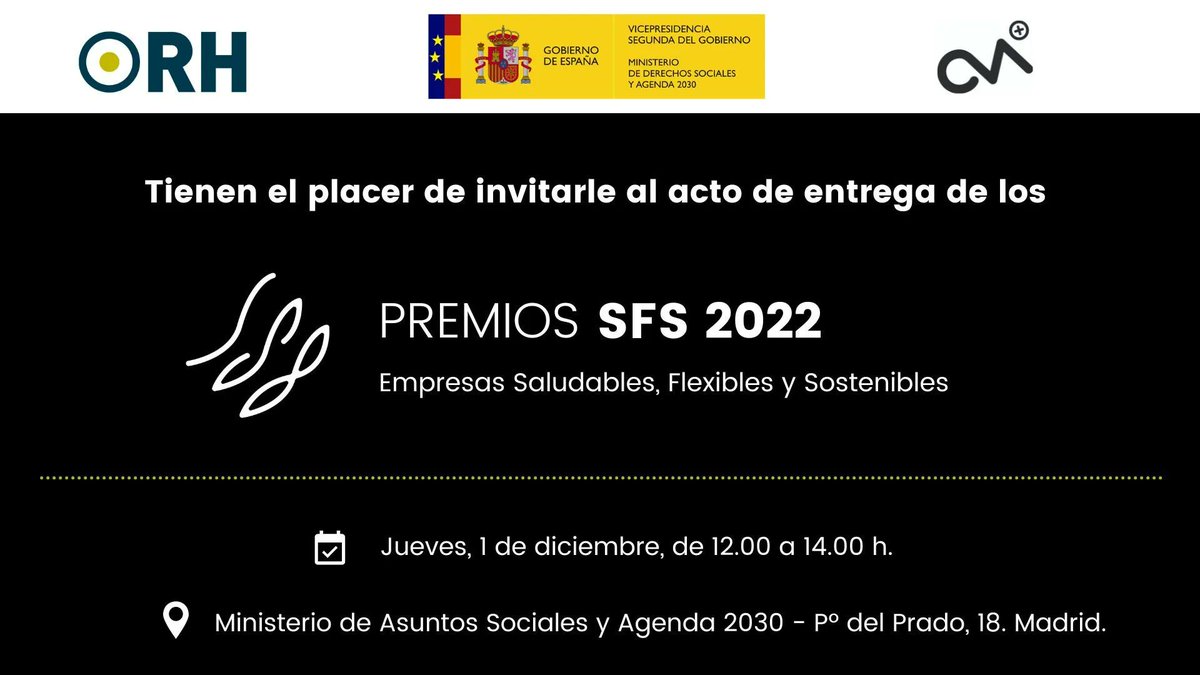ManHurtadoFer's tweet photo. El 1 de diciembre se celebra la entrega de los premios SFS 2022 Empresas Saludables, Flexibles y Sostenibles https://t.co/3Tw3SQWE2k vía @ORH_RH ▶ "Una empresa saludable, flexible y #sostenible es aquella que..." #PremiosSFS #flexibilidadlaboral #saludlaboral #sostenibilidad https://t.co/Rlul4HIbwj