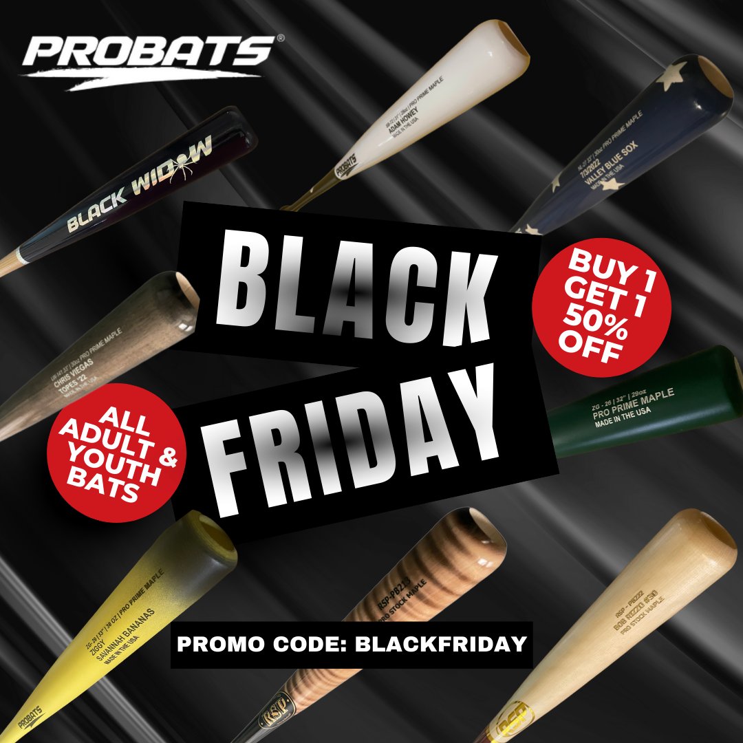 ProBatsUSA's tweet photo. Black Friday Sale Starts Now!  Buy One Bat Get One 50% Off. buy today  - https://t.co/2Yn3WcFshe https://t.co/4TRlMEEDGT