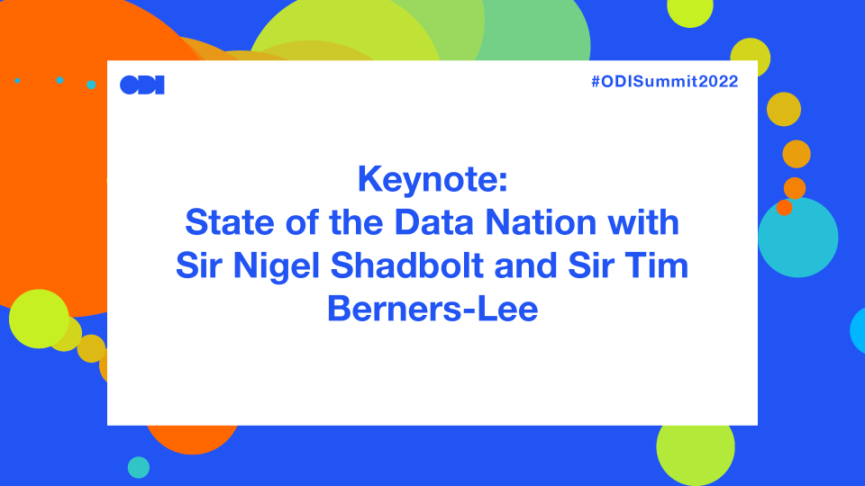 Starting now on the main stage of #ODISummit2022 

It's time for the 'State of the Data Nation' 

Studio presenter <a href="/DhariwalNavdip/">Navdip Dhariwal</a> interviews <a href="/ODIHQ/">Open Data Institute</a> founders Sir <a href="/Nigel_Shadbolt/">Nigel Shadbolt</a> and Sir <a href="/timberners_lee/">Tim Berners-Lee</a>

#DataDecade
