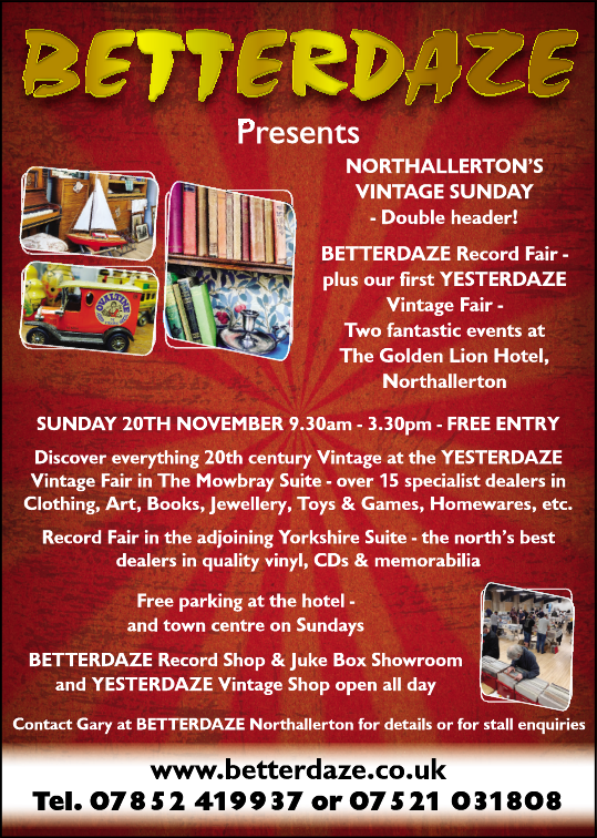 15 new local traders in Vintage goods and 20 Record Dealers from across the north - This will be a free entry event, support local #businesses <a href="/betterdaze1969/">Betterdaze Jukebox</a>